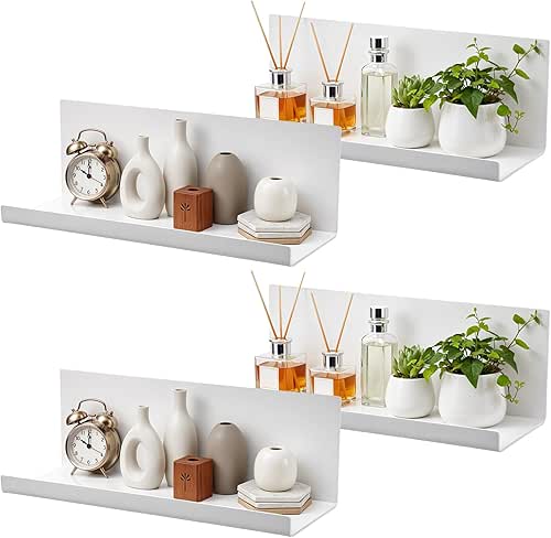 4 Pack Adhesive Acrylic Floating Shelves, 11.8 Inch No Drill