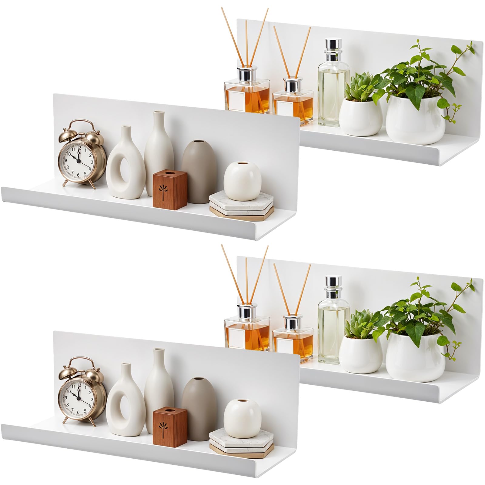 xozeooeu 4 Pack Adhesive Acrylic Floating Shelves 11 8 Inch No Drill Wall Mount Shelves Bathroom Shower Organizer