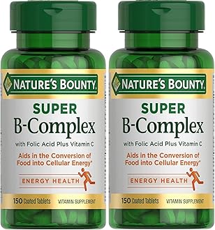 Nature's Bounty Super B Complex with Vitamin C & Folic Acid, Immune & Energy Support, 150 Tablets - Pack of 2