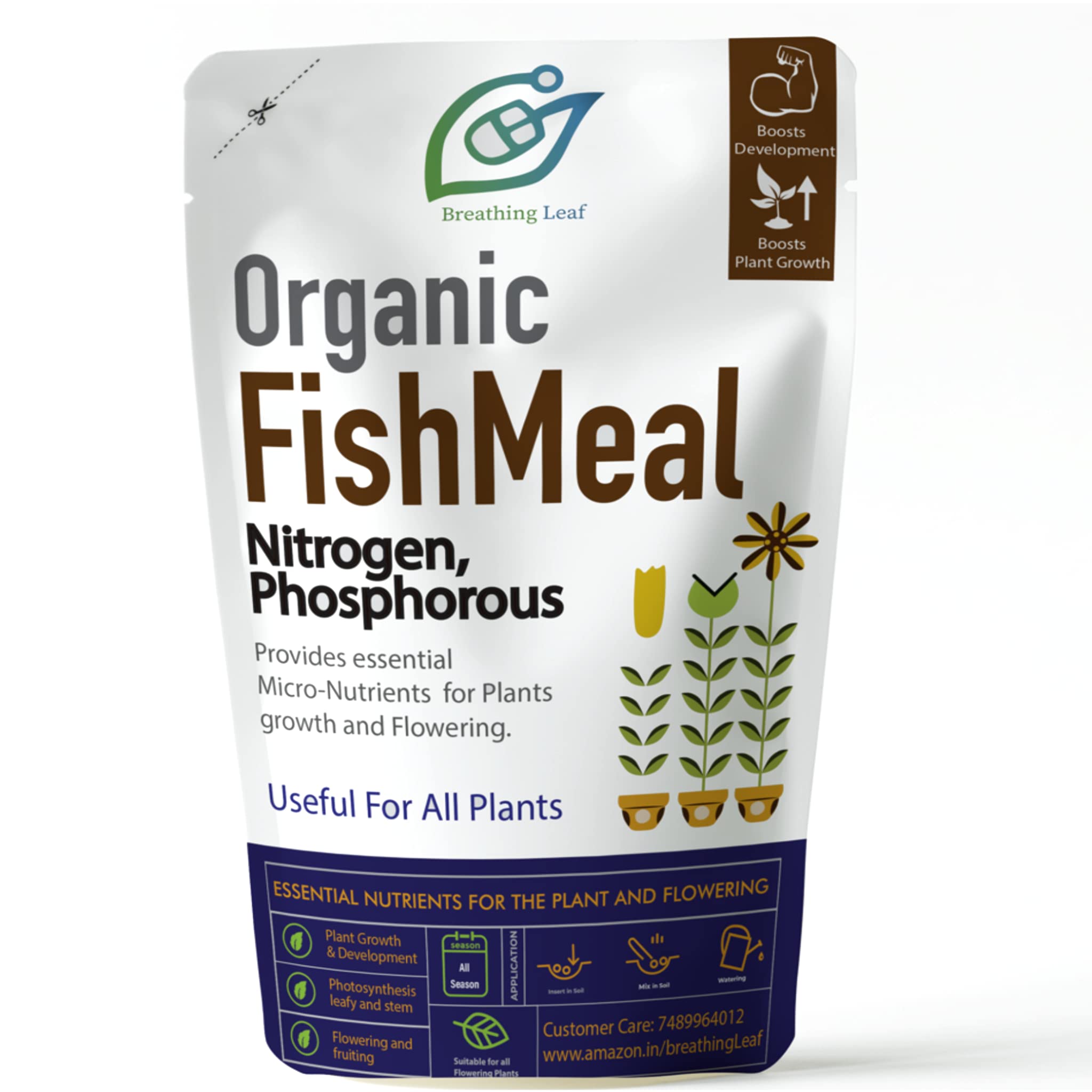BreathingLeaf Organic Fish Meal (Fish Emulsion/Fertilizer) for Home Gardening | Excellent Source of Potassium (400 gm) (B08T6LQDFL) Amazon Price History, Amazon Price Tracker