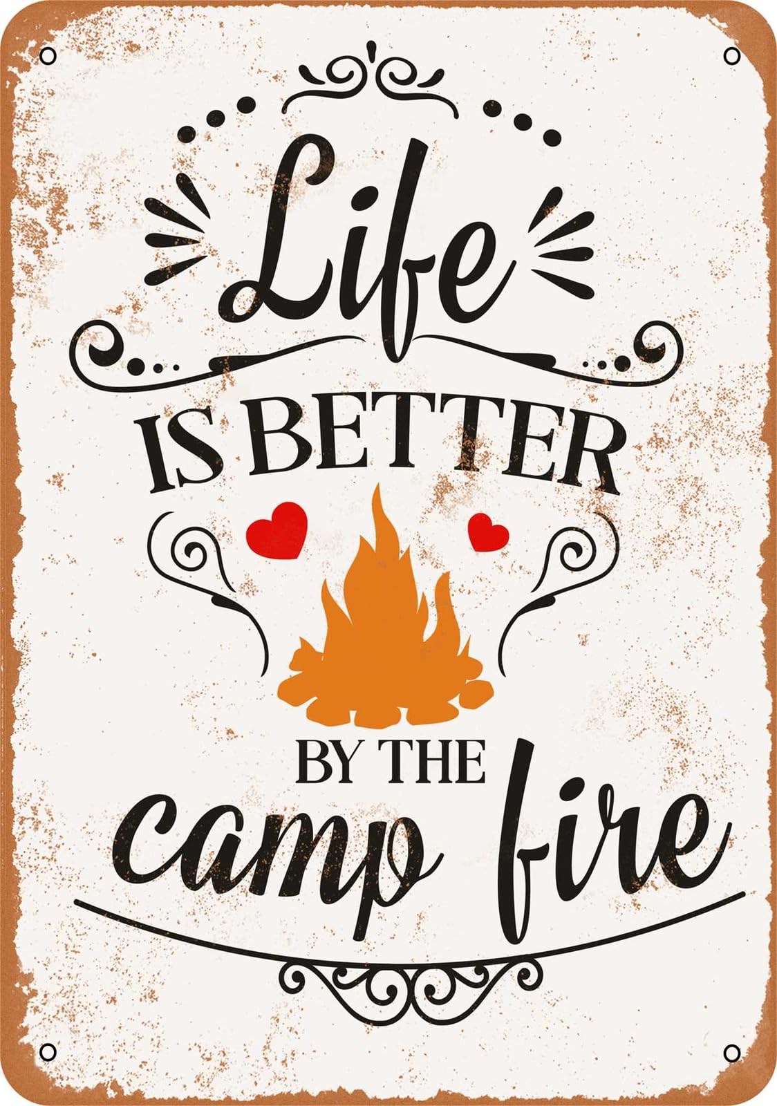 Miaomansenstore Metal Sign - Life Is Better By The Campfire - Vintage Look Home Decor