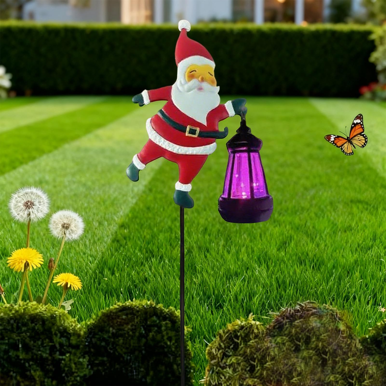 Santa Watering Can Light Vintage Christmas Lanterns Outdoor Solar Christmas Garden Stake Lights Ground Lamp for Lawn Yard