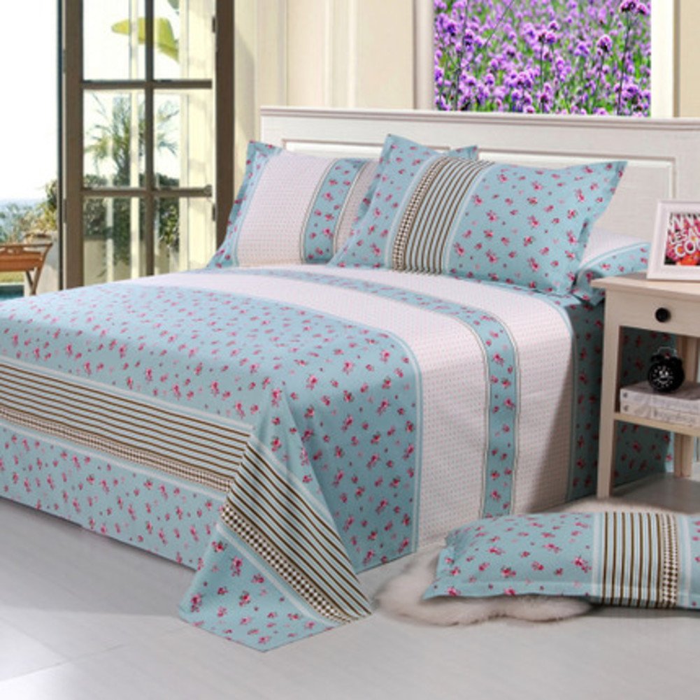 Draps en coton rembourré pour grand lit double 230x245cm literie feuilles automne hiver G