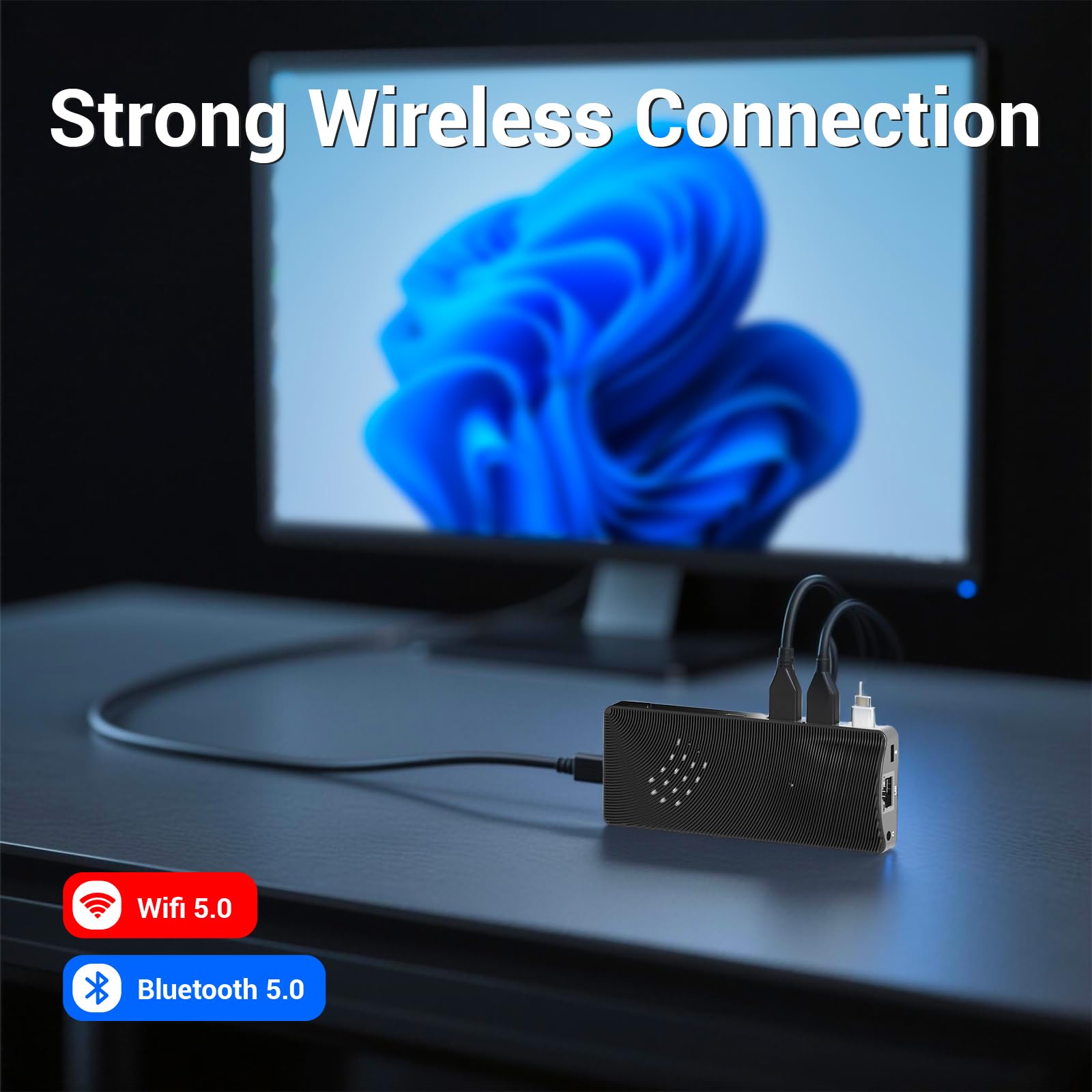 Mini PC Stick, Win 11 Celeron J4105 8GB RAM 128GB eMMC 2.7GHz, USB-C Fanless Desktop PC, USB 3.0 X 2, RJ45 Gigabit Ethernet 4K 60Hz, WiFi BT 5.2, HDMI 2.0 per Business, Casa, Ufficio