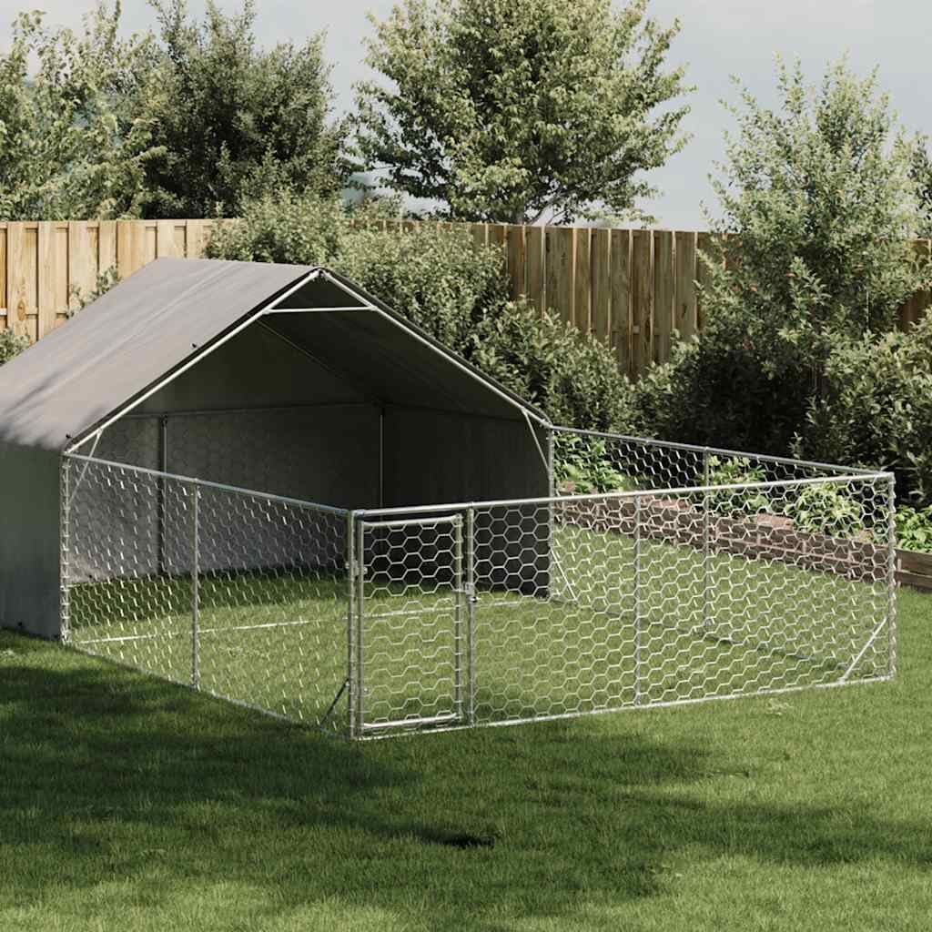 Festnight Cuccia per Cani da Esterno con Recinto 6x3x1,9m in Acciaio Zincato - Box e Gabbia per Cani