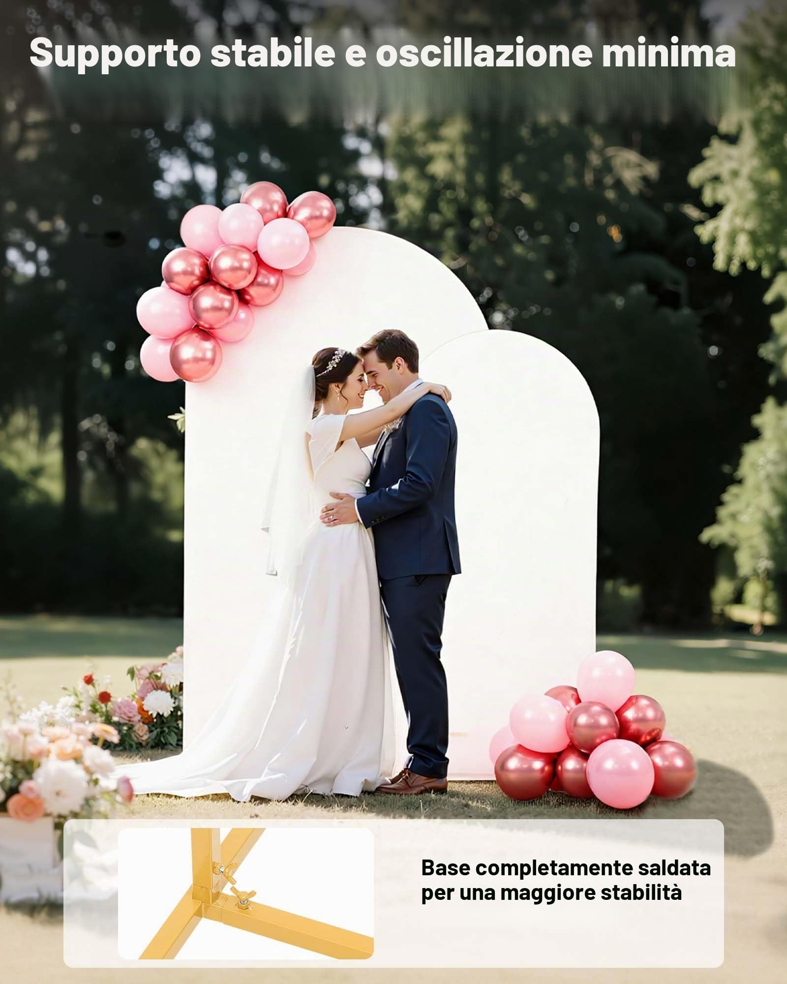VEVOR Supporto per Fondale ad Arco Set da 2, Struttura Stabile, Facile da Montare, Set di Fondali ad Arco per Feste con Copertura per Matrimoni, Feste di Compleanno, Decorazioni per Cerimonie