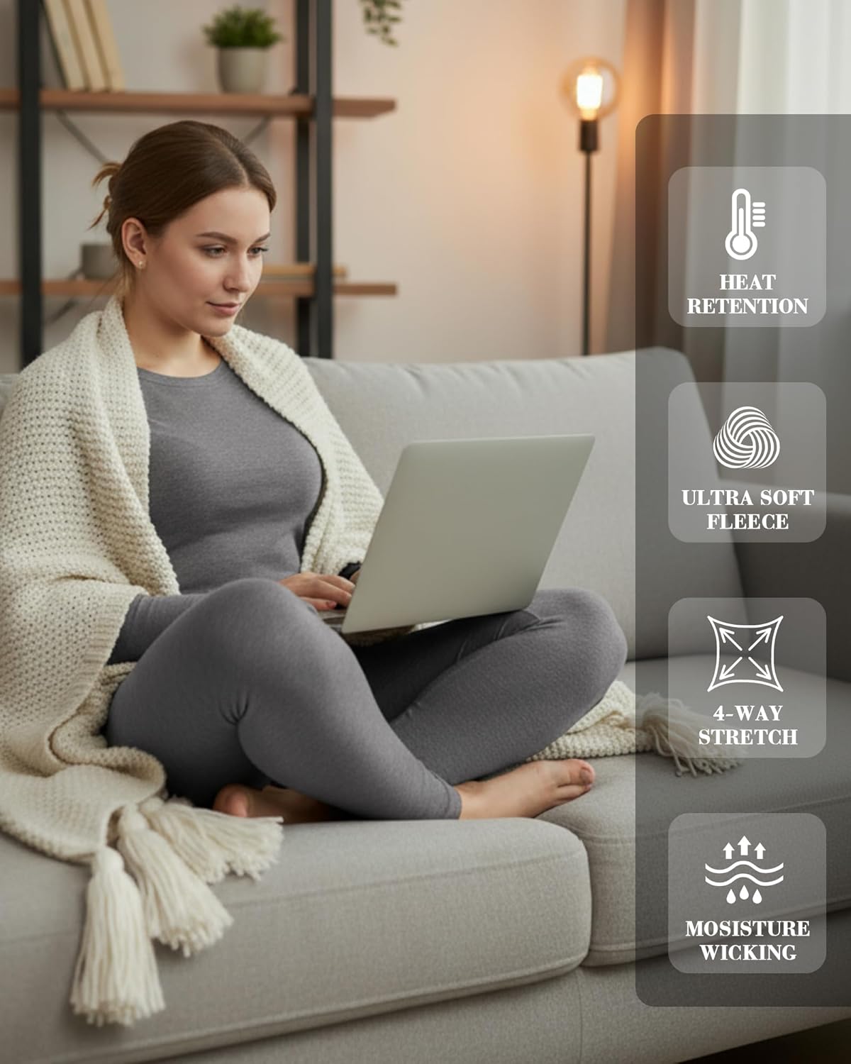 Patelai 3 Pack Women Fleece Lined Leggings Thermal Winter Tights Low Waisted Thick Underwear Bottom Warm Base Layer Pants - Image 5