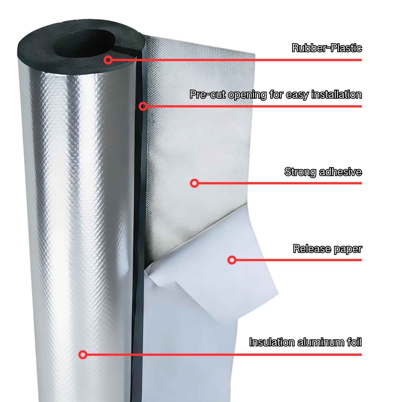 Aislamiento de Tuberias para Autoadhesivo esp 10-50mm, 20-219mm ID Aislamiento de Tuberías Aislante de Calor Tubo, Ignífugo de Coquilla Aislante(ID219mm x T50mm x L0.9m)