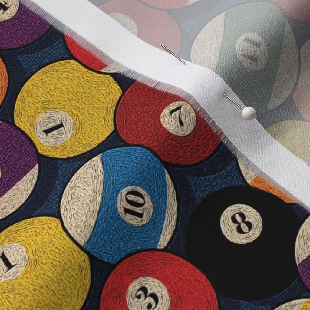 Spoonflower Fabric - Game Room Casino Pool Ball Printed on Organic Cotton Sateen Fabric by The Yard - Sewing Quilting Apparel Home Decor