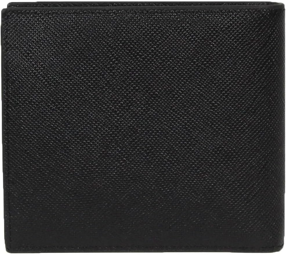 Armani Exchange A|X mens Plate Logo Saffiano Leather W/Coin Pocket Bifold Wallet, Black, Small US - Image 2
