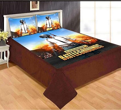 Gappeto Digitally Print Pubg Double Bed Velvet Bedsheet with 2 Pillow Cover