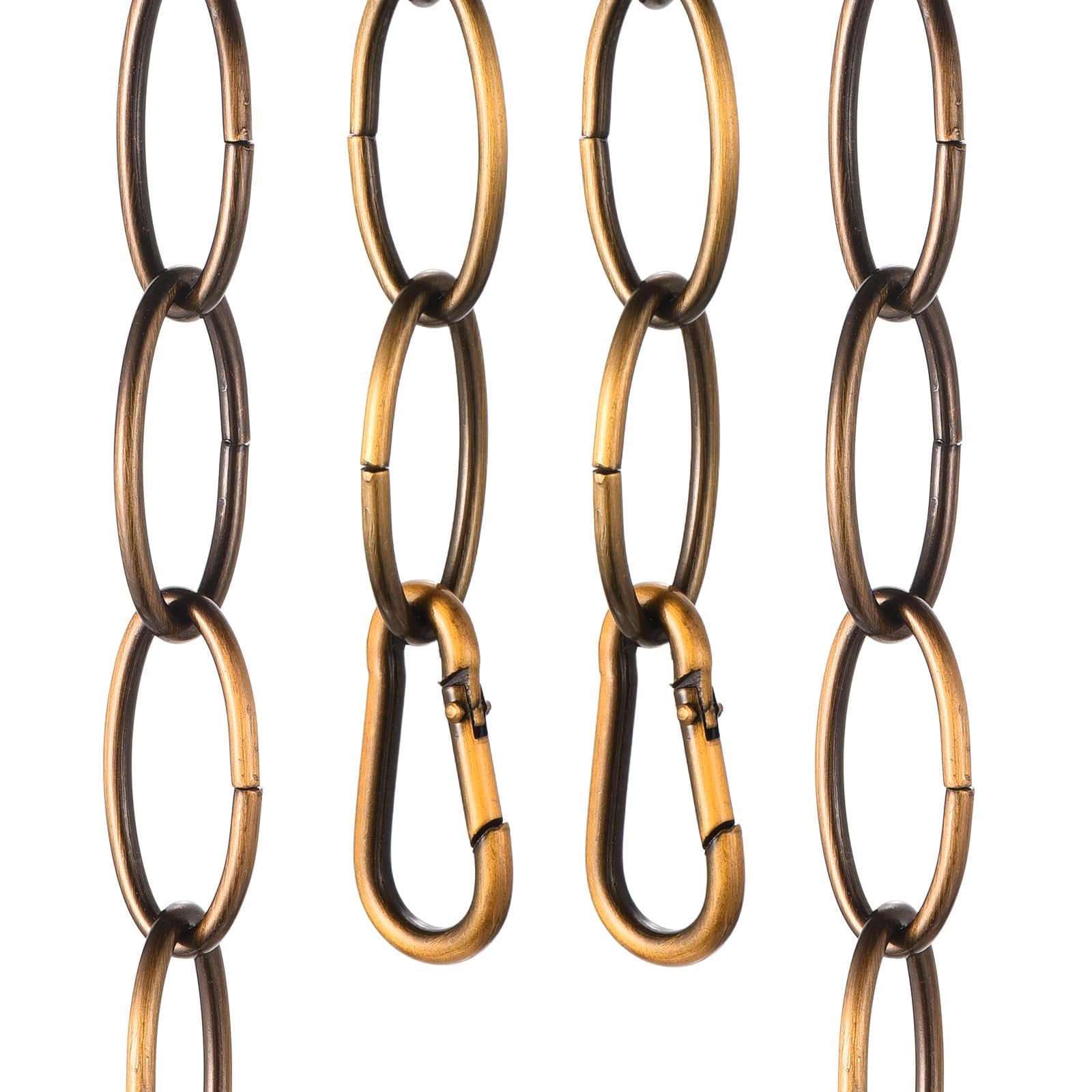 sourcing map 3ft Lighting Hanging Chain, 2.8mm/0.11" Looping Metal Pendant Chandelier Chain Extension with 2 Spring Snap Hook for Hanging Plant Pendant Chandelier Light Fixture, Gold Bronze — image 1