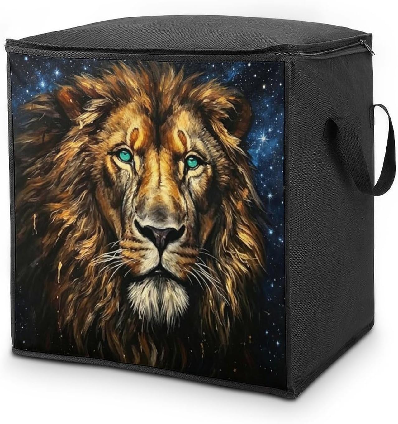 Golden-Brown Lion Comforter Storage Bag Moving Bag | Clothes Storage Bins-70L,Moving Bag With Dual Handles For Easy Carrying, Zipper Design Durability for Home,Bedroom,Closet