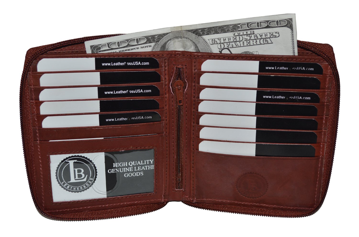 RFID Blocking Men's Hipster All Around Zipper Wallet by Leatherboss