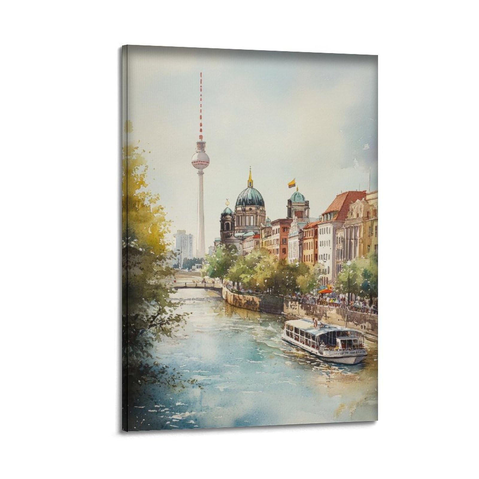 xiaoxiaoshen Berlin Germany Skyline Scenic Cityscape Canvas Poster Wall Art Prints Room Aesthetic Murals Bedroom And Living Decorations 16x24inch(40x60cm)