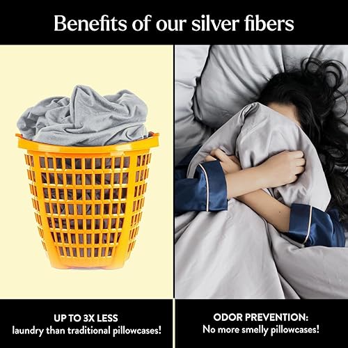 Miniatura 9 de Miracle Made Luxe - Fundas de almohada termorreguladoras, paquete de 2 unidades, color piedra, KingCalil King, Miracle Clean & Cool, tela de lyocell