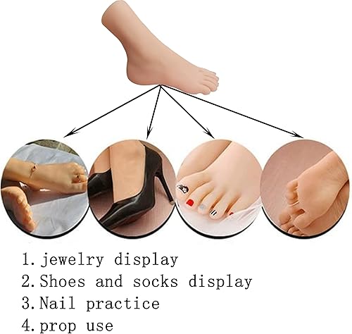 Miniatura 6 de SZLYTYUN Un par de modelos de pies femeninos de silicona realistas de tamaño real, pies de silicona para mostrar zapatos, joyas, sandalias,