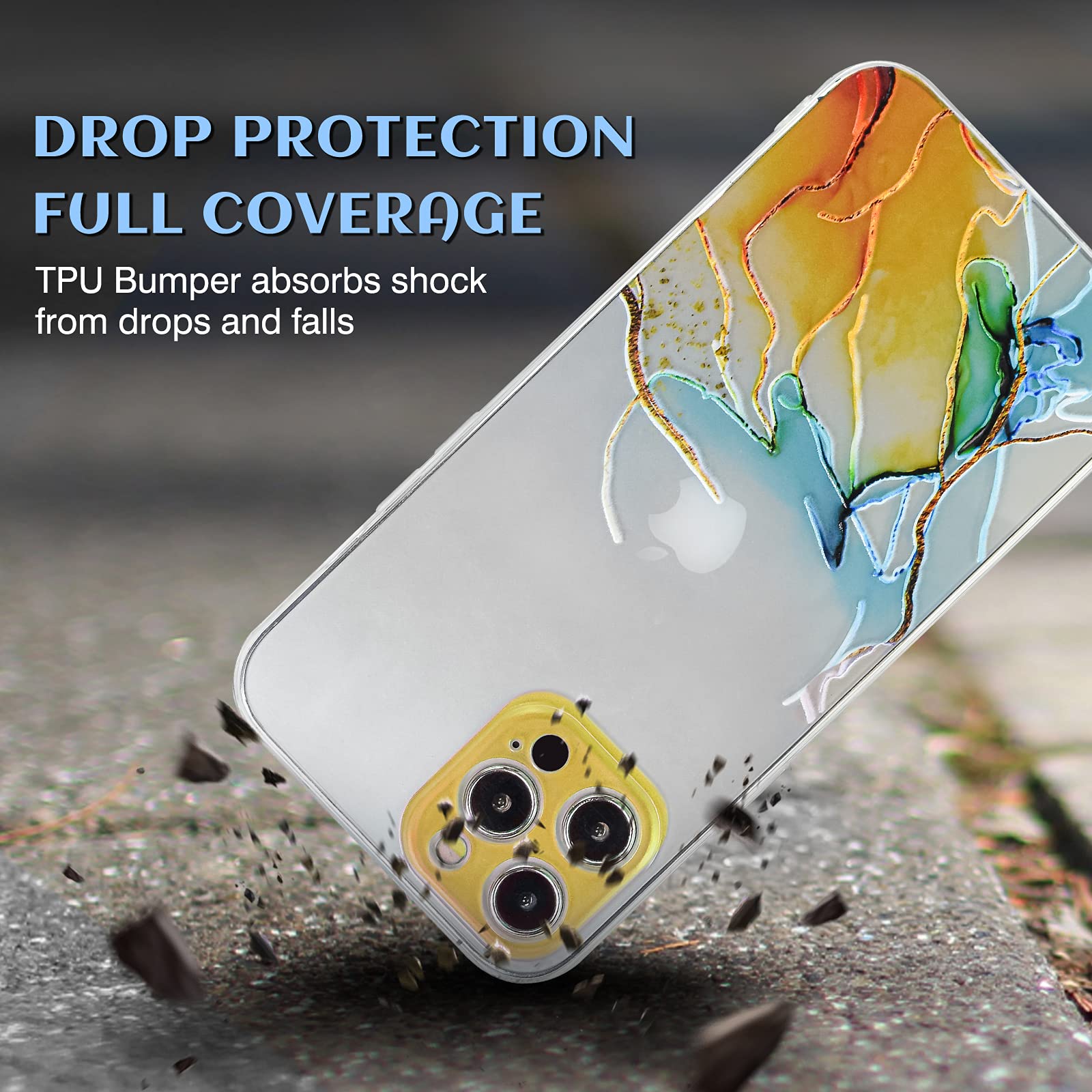 Newseego Case Compatibile con iPhone XR, Chiaro Custodia in Marmo Rilievo Tridimensionale Acquerello per iPhone XR in Morbido Silicone TPU Cover Protettiva per Fotocamera per iPhone XR-Arancia