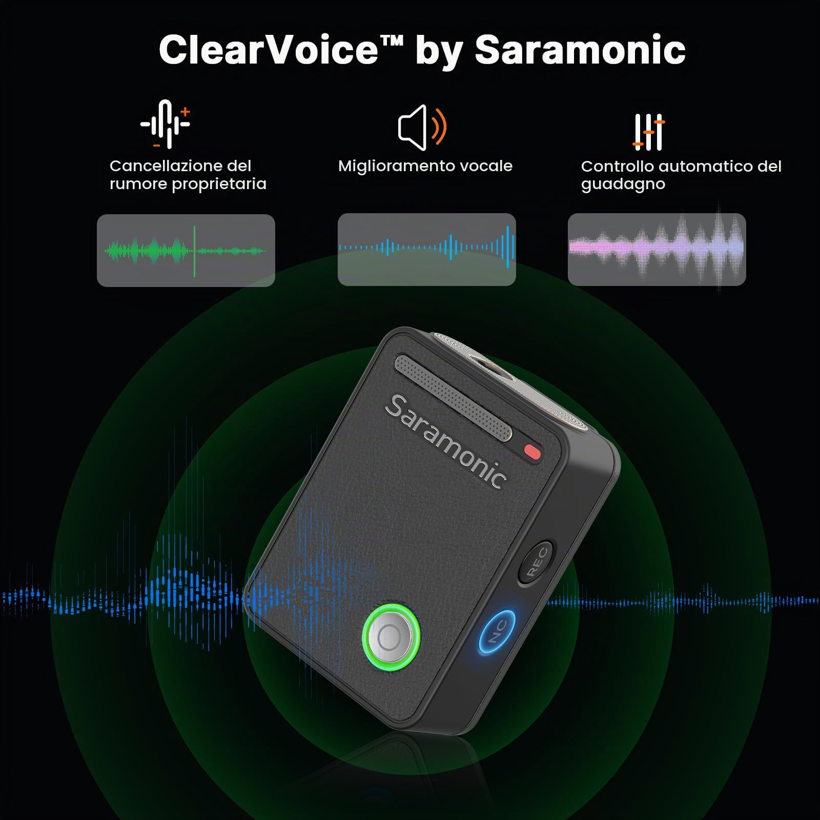 Saramonic Ultra | Microfono lavalier wireless, registrazione galleggiante a 32 bit, sincronizzazione codice temporale, cancellazione del rumore, resistenza all'acqua IPX5, gamma 984', SPL 130 dB, per
