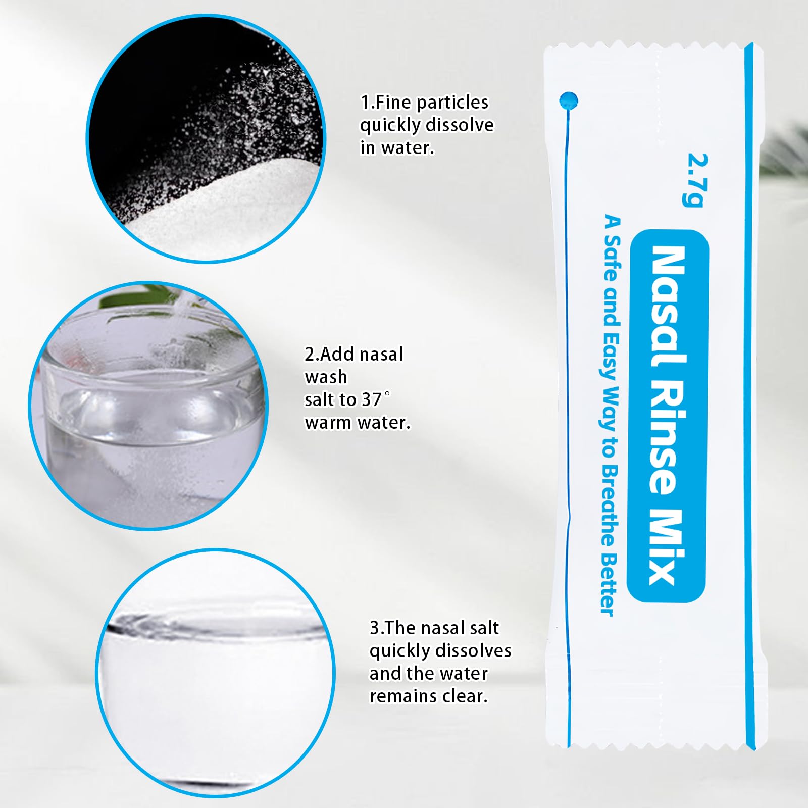 200 Petits Sacs Sachets Sel Nasal, 2.7g Sachets De Douche Nasale, Sachets De Sels De Rinçage Des Sinus Pour Rinçage Nasal Pour Douche Nasale, Kit Sinus Rinse, Irrigation Nasale