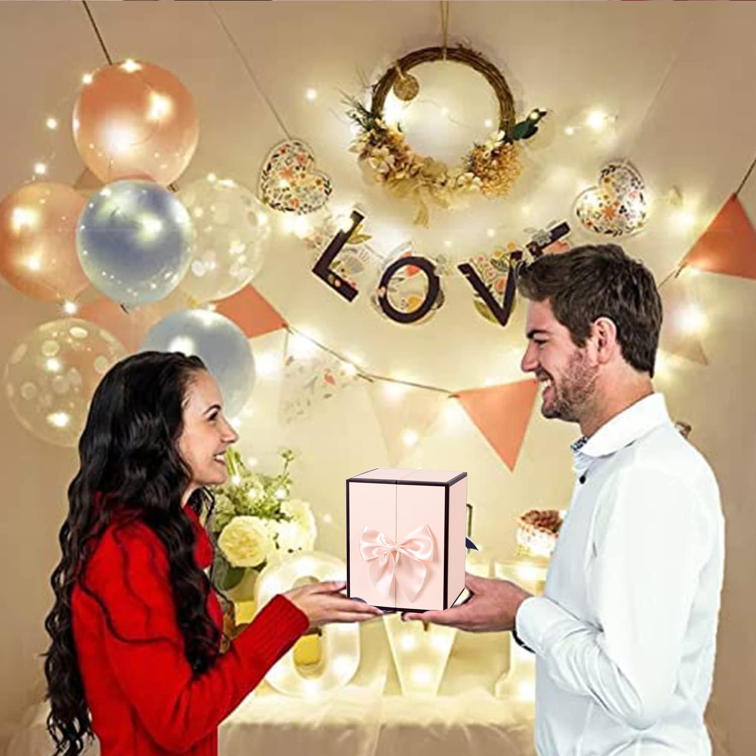 Rosa Stabilizzata Rossa,Romantico Rosa Eterna,Red Fiori Jewelry Box Con Collana,Pacco Regalo per Natale,Mamma,San Valentino Festa Della Mamma Anniversario Matrimonio per Lei