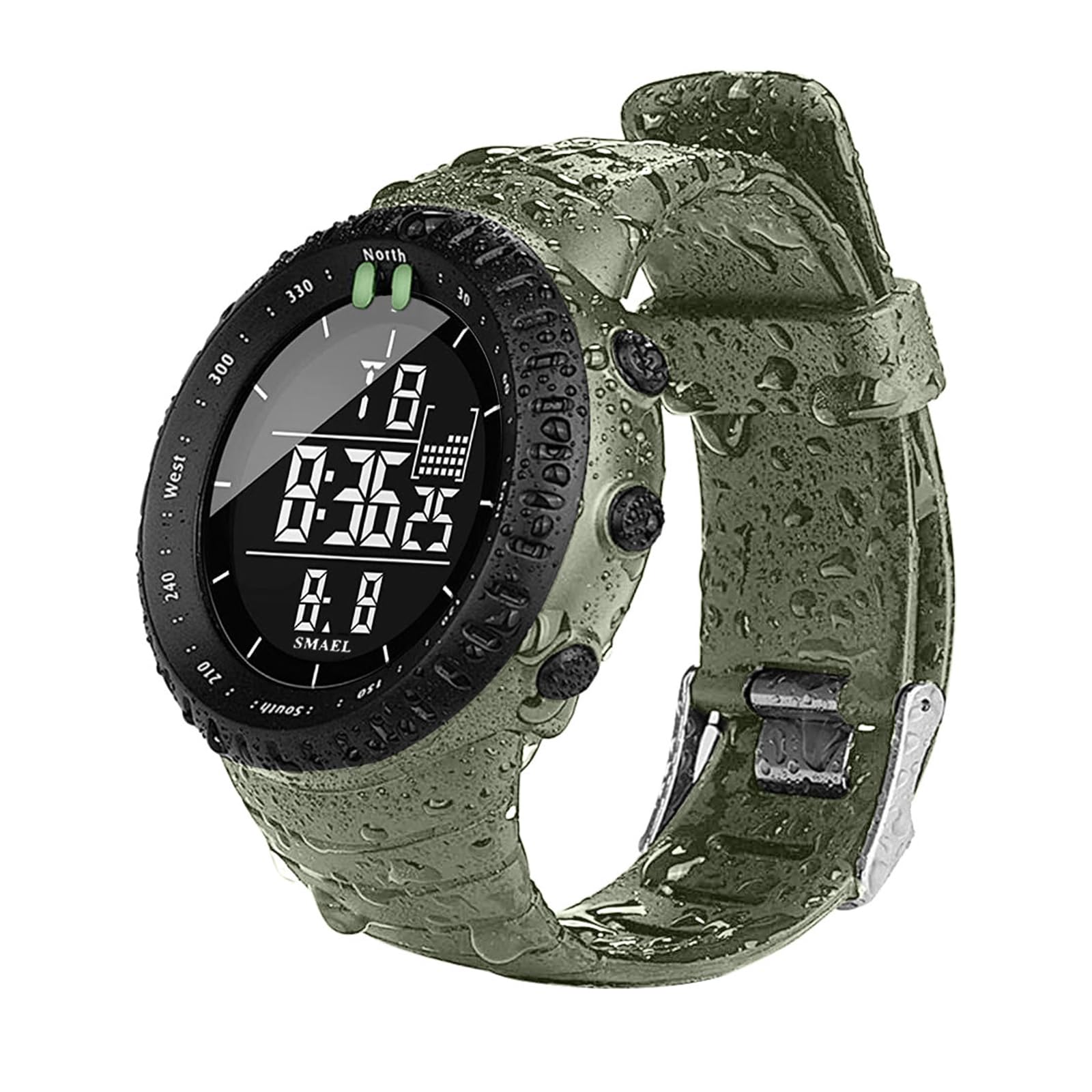 SMAEL Reloj digital 1237 para hombre con diseño elegante, funciones multifuncionales y cronometraje fiable, mantente en el camino con estilo (verde militar), Verde militar.