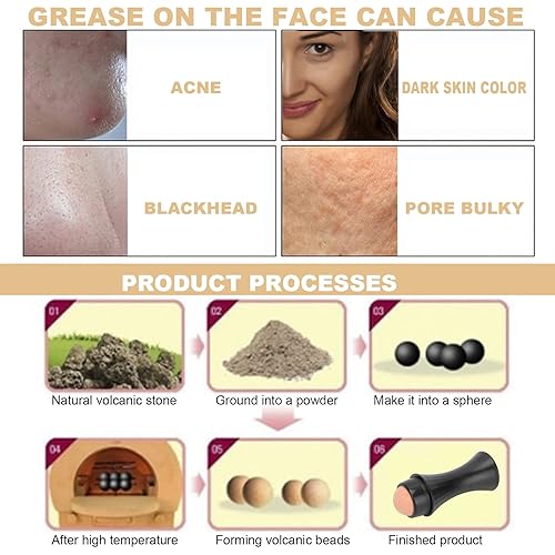 Miniatura 3 de Rodillo volcánico de control de aceite, rodillo volcánico mini rodillo facial para el cuidado de la piel volcánico para la cara para los ojos para