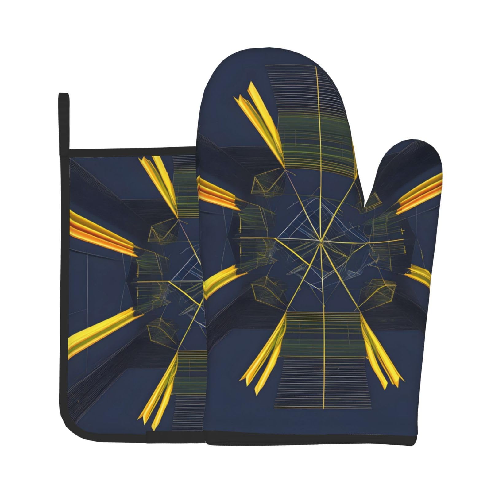 Oven Mitts and Potholders Set of 2 for Kitchen Baking Cooking GrayMultidimensional Space Thick and Durable
