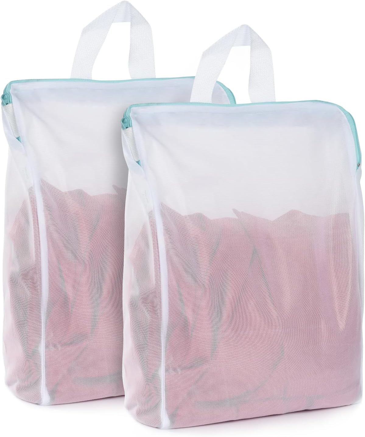 OTraki 2 Pack Mesh Laundry Bags with Handle 12x16 inch Socks Bag for Washing Heavy Duty Delicate Bag for Washing Laundry Bag for Lingerie Travel