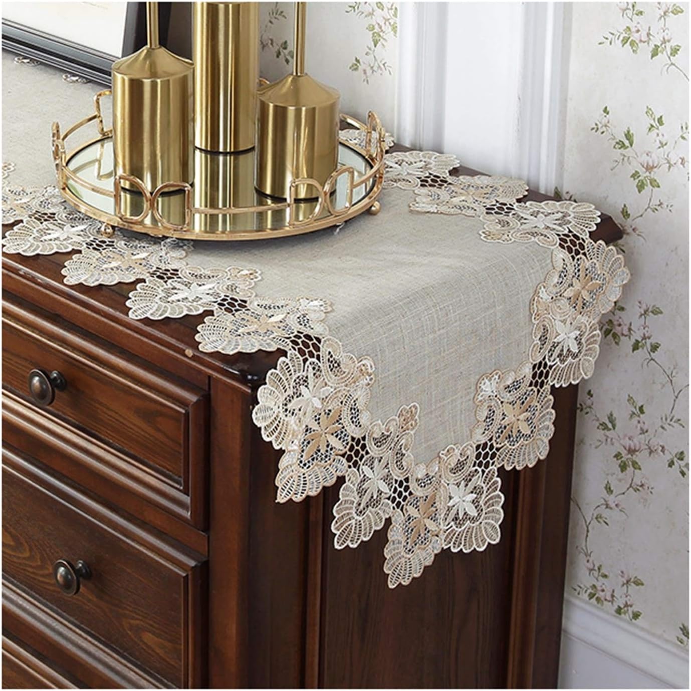 Daesar Table Runner 18x96 Inch, Polyester Table Runners Beige Table