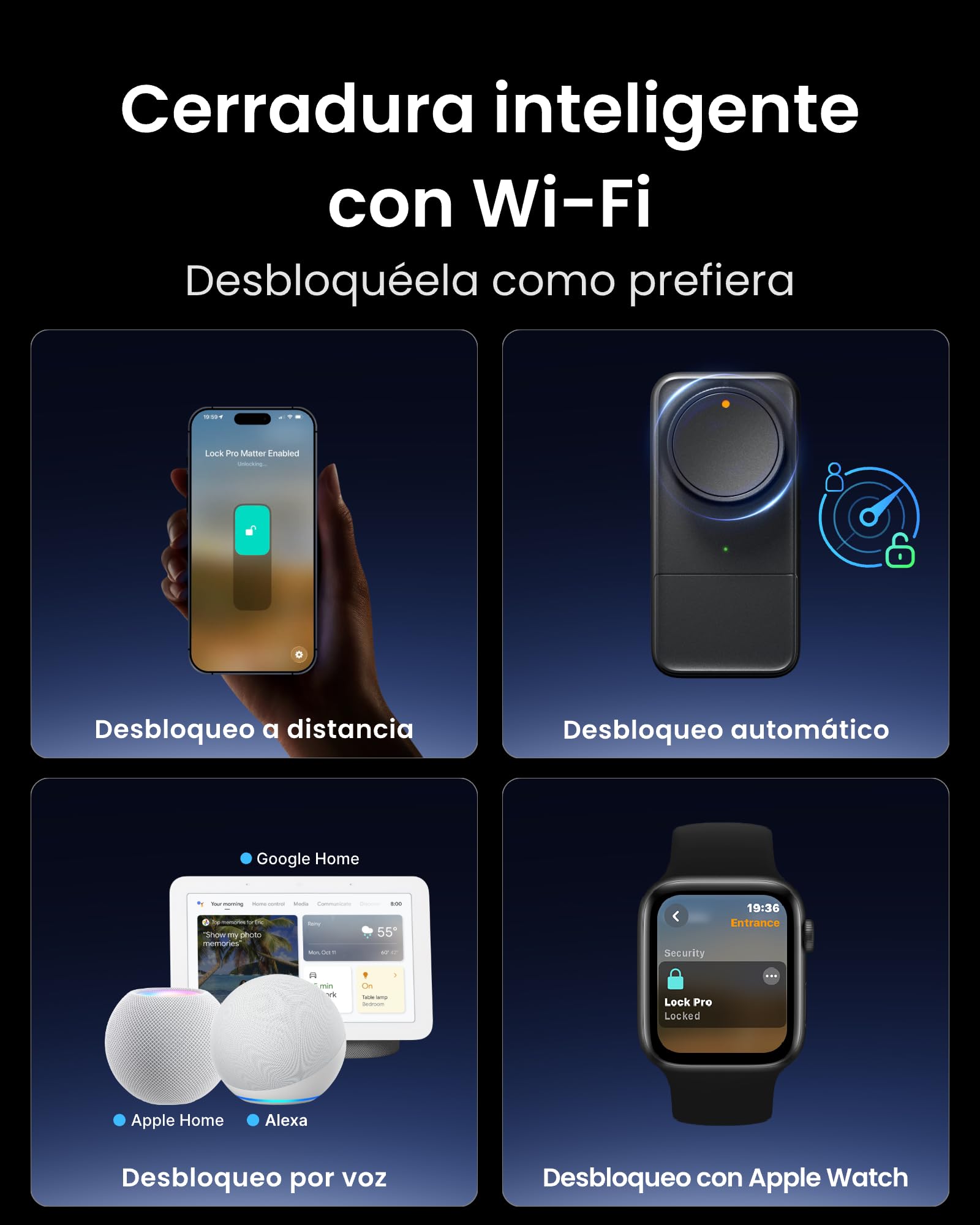 SwitchBot Cerradura Inteligente WiFi Pro con Teclado Táctil, Matter Over WiFi, Cerradura Electrónica con Batería Recargable, Desbloqueo vía App, Huella Digital, Alexa, Google, Compatible Apple Home