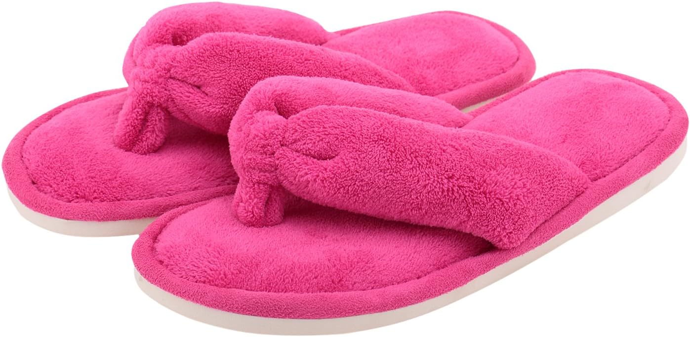 Onmygogo Indoor Slippers for Women Open Toe with Memory Foam, Soft Faux Fur Nonslip House Slippers
