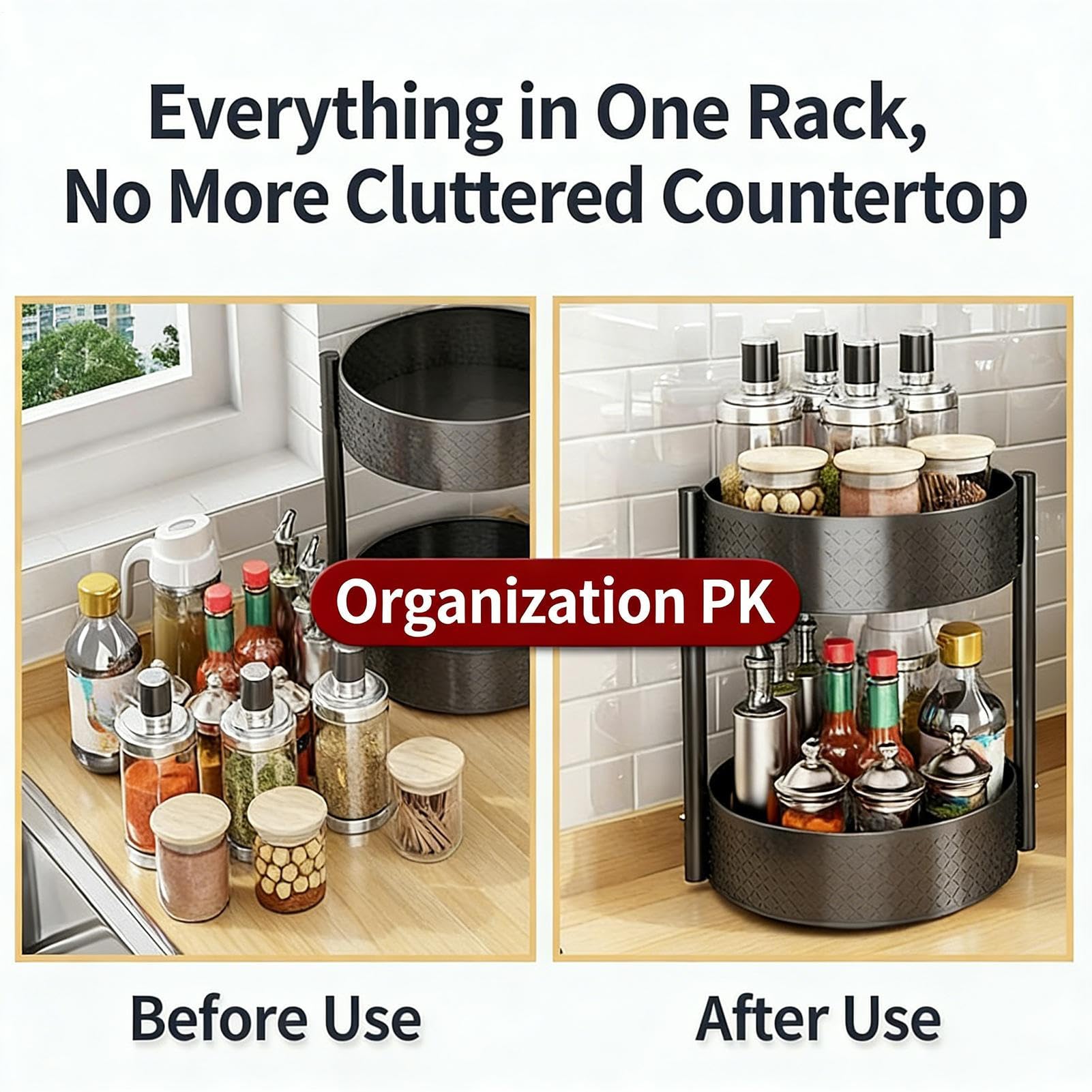 Organizador de Especias Bandeja Organizadora Giratoria con Plato Rotatorio | Estante De Almacenamiento Para Especias Con Plato Giratorio Para Armario Despensa Encimera Baño Tocador Perfumes