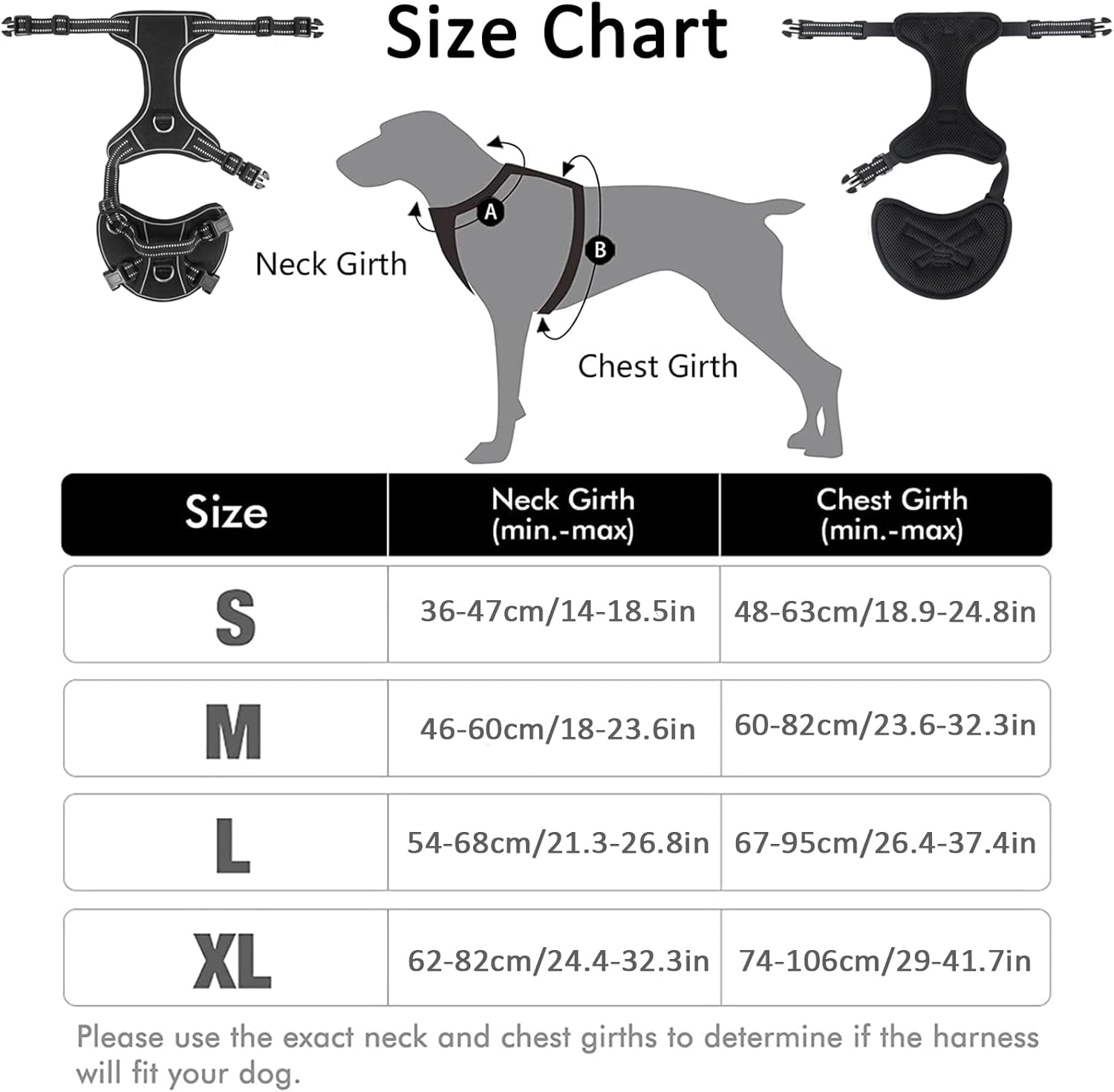 FEOYA No Pull Dog Harness, [Release on Neck] Reflective Adjustable No