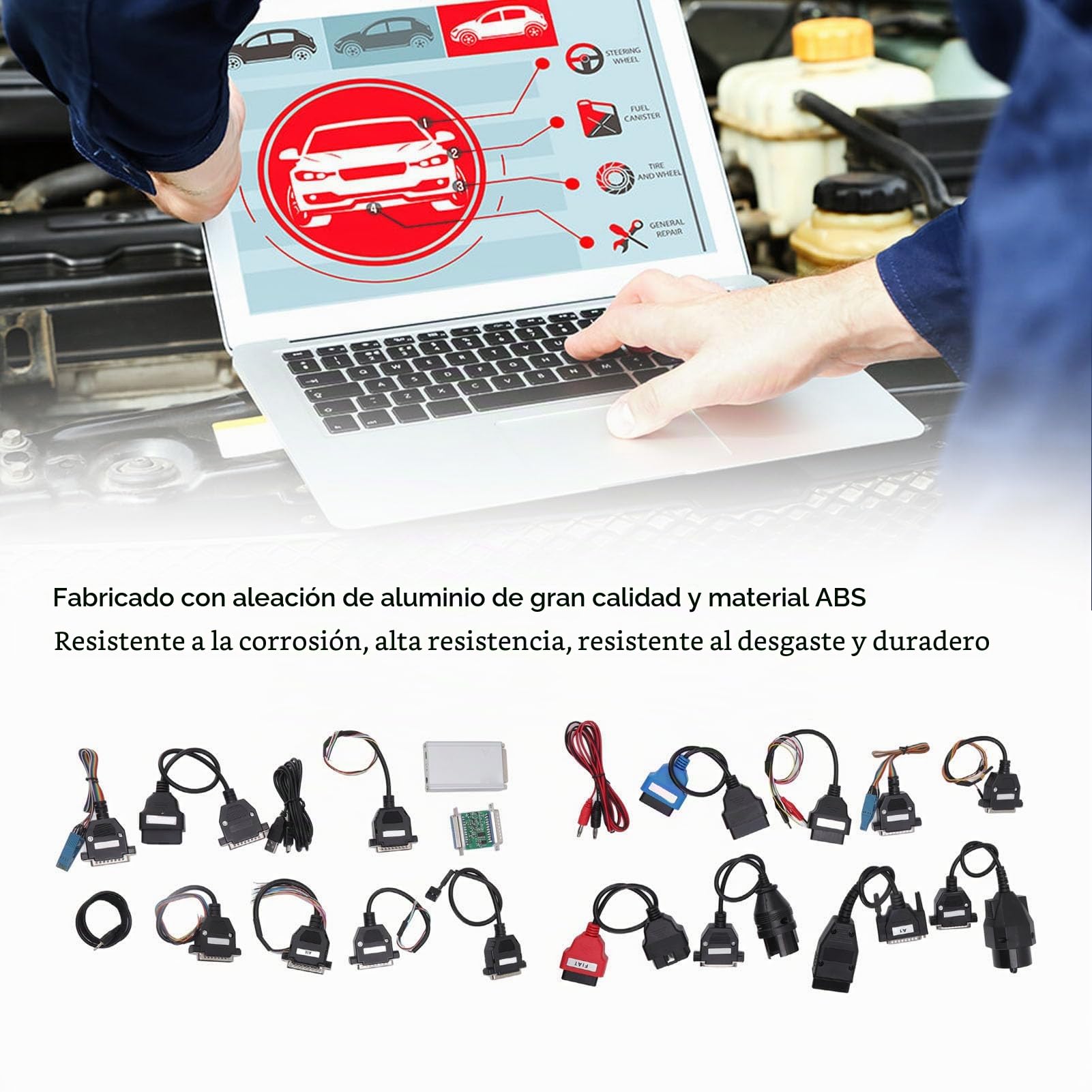 Herramienta de diagnóstico para Coche 20 Piezas, Compatible con Win XP/7/8/10, escáner Universal multifunción en Aluminio y ABS programación línea