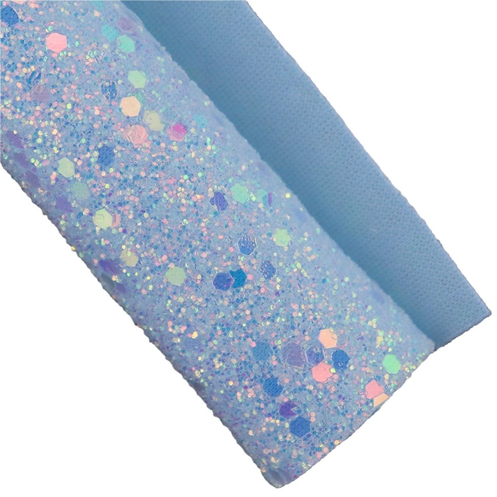 Tessuto glitter esagonale in pelle PU