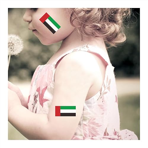 30 Sheets United Arab Emirates Flag Temporary Tattoos Fans Face Tattoo Stickers for Adults Kids Group Activity Props