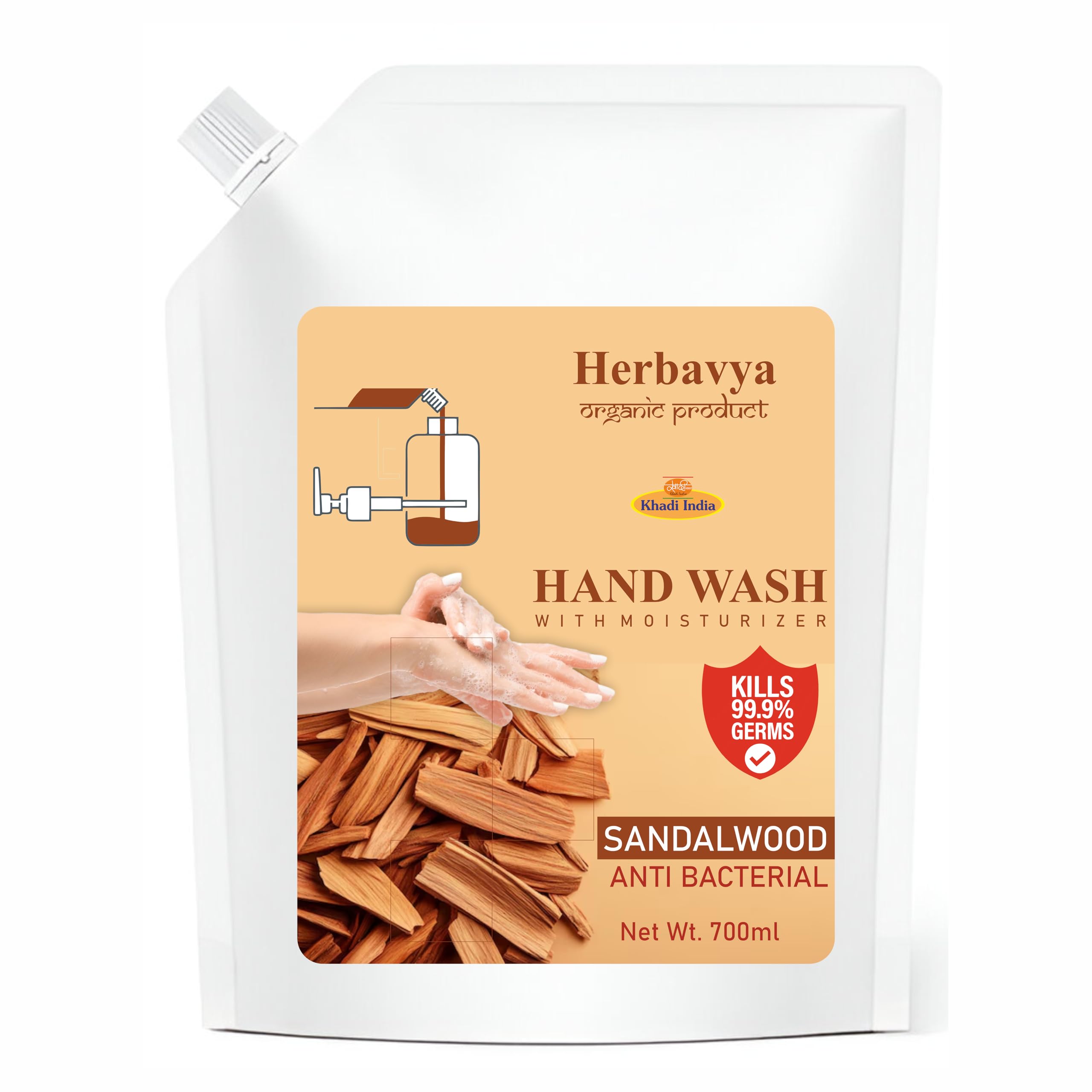 Khadi Ayurvedic Sandalwood Hand Wash – Natural Antibacterial Cleanser with Pure Sandalwood Extracts | Calming, Skin-Friendly & pH Balanced - 700ml (Refill Pack)-image-33