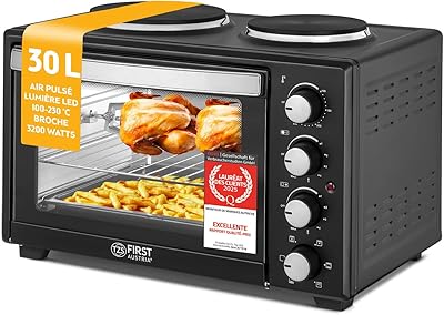 TZS First Austria mini-four 30L 3200W avec plaques de cuisson pierre pizza
