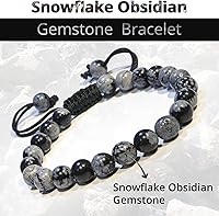Vista 190 de Adjustable Crystal Bracelet – Gemstone Bead Bracelet with Adjustable Macrame String – Chic Gemstone Bracelet for Men and Women – 8mm Round Healing