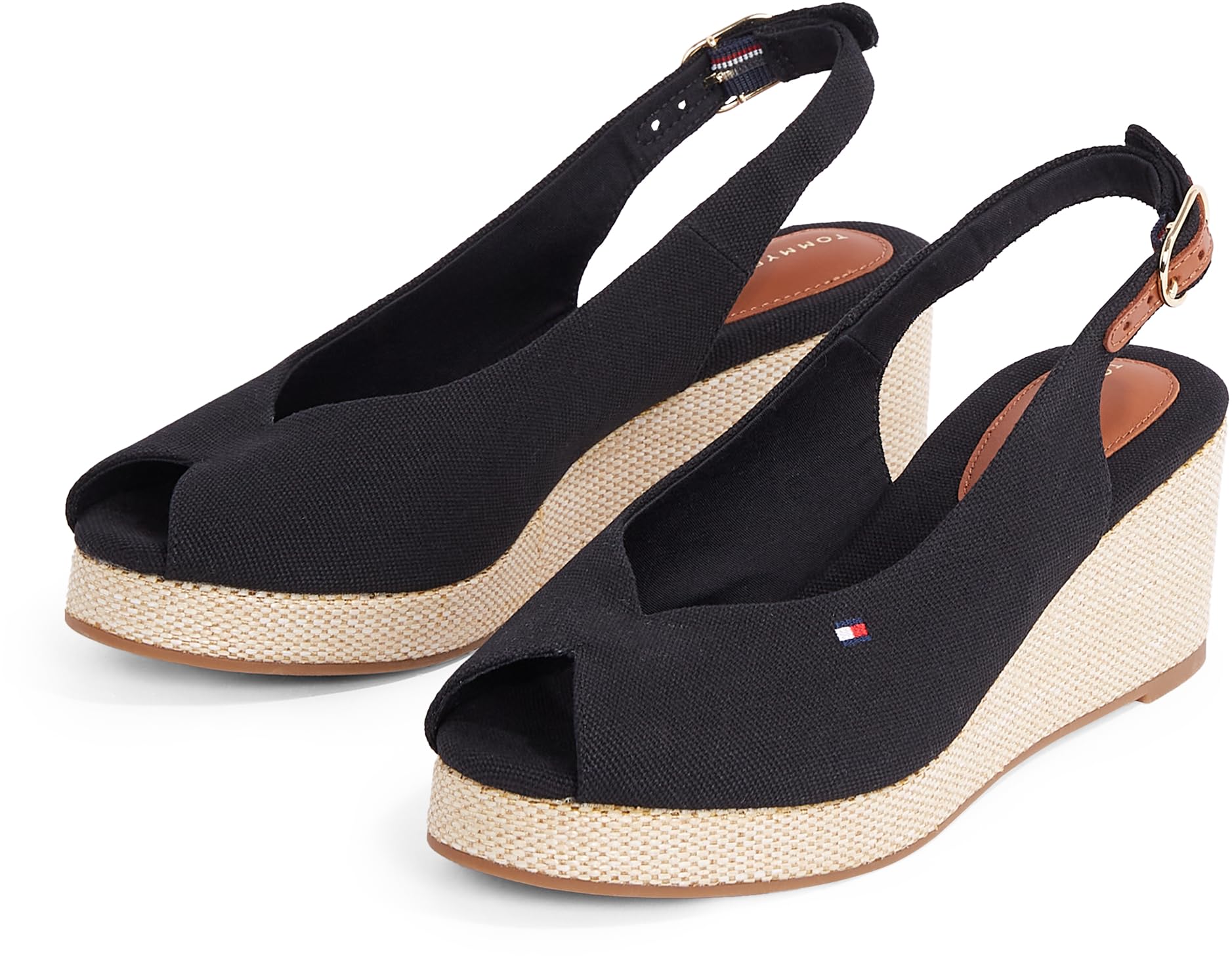Tommy Hilfiger Flag Mid Wedge Espad SLIN Sling Sandalette Schwarz