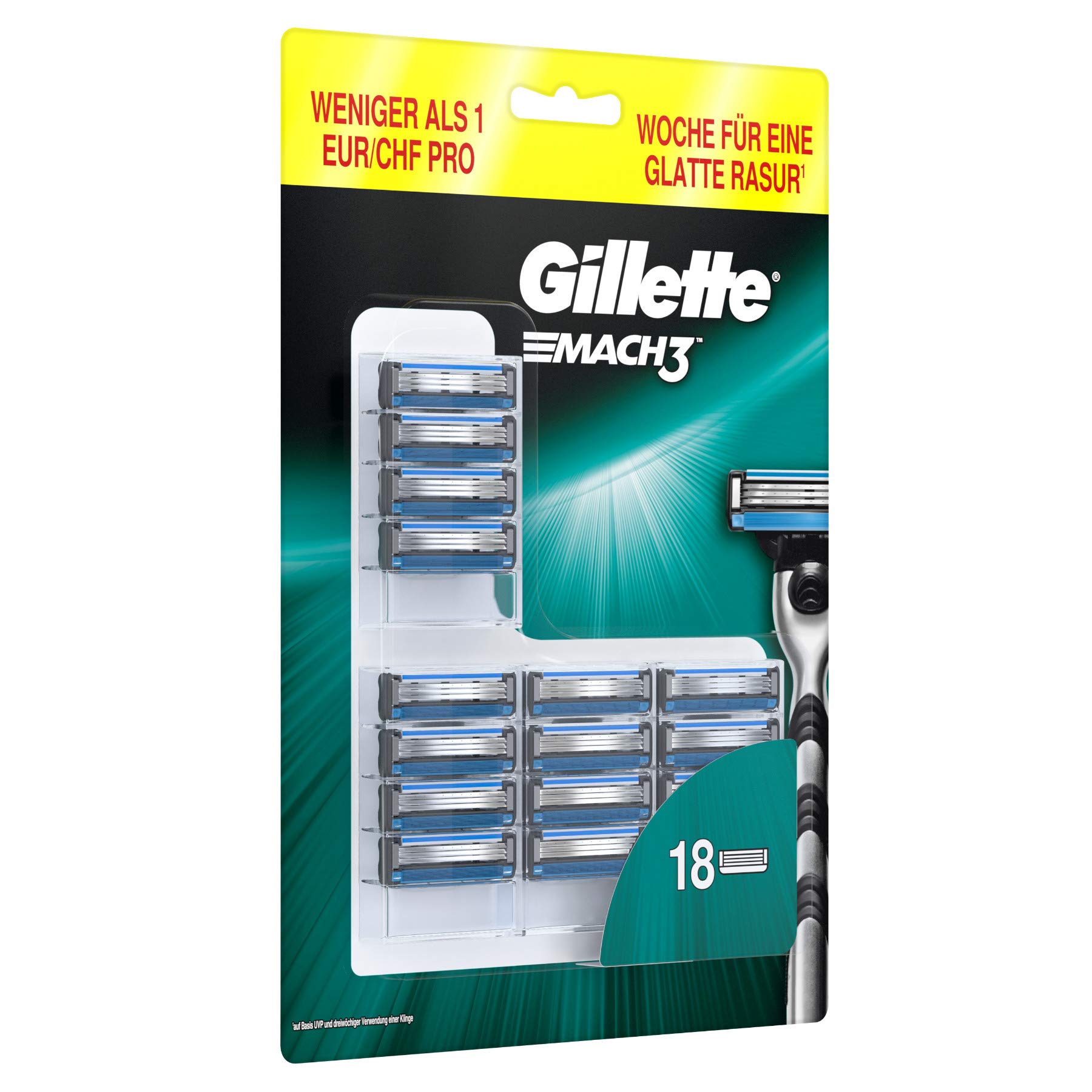 Gillette Mach3 Rasierklingen mit verbesserten Feuchtigkeitsstreifen, 18 Ersatzklingen