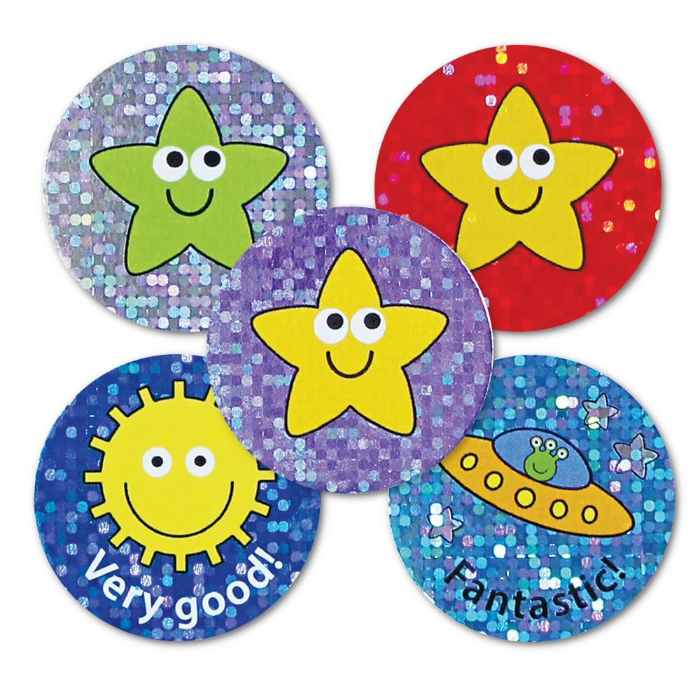 Sparkly Mixed Praise Stickers - 108 x 28mm Bulk Pack.