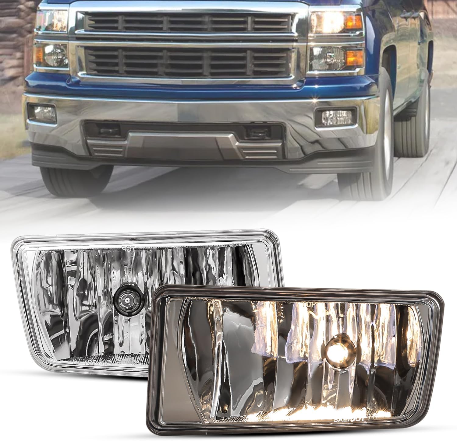 CPW OEM Fog Lights Fit For [2007-2015 Chevy Silverado1500/Tahoe],[2007-2014 Silverado 2500/3500]&[2007-2015 Suburban1500/2500] Fog Lamps For [2007-2013 Chevy Avalanche] w/Halogen Bulbs (Black/Clear)