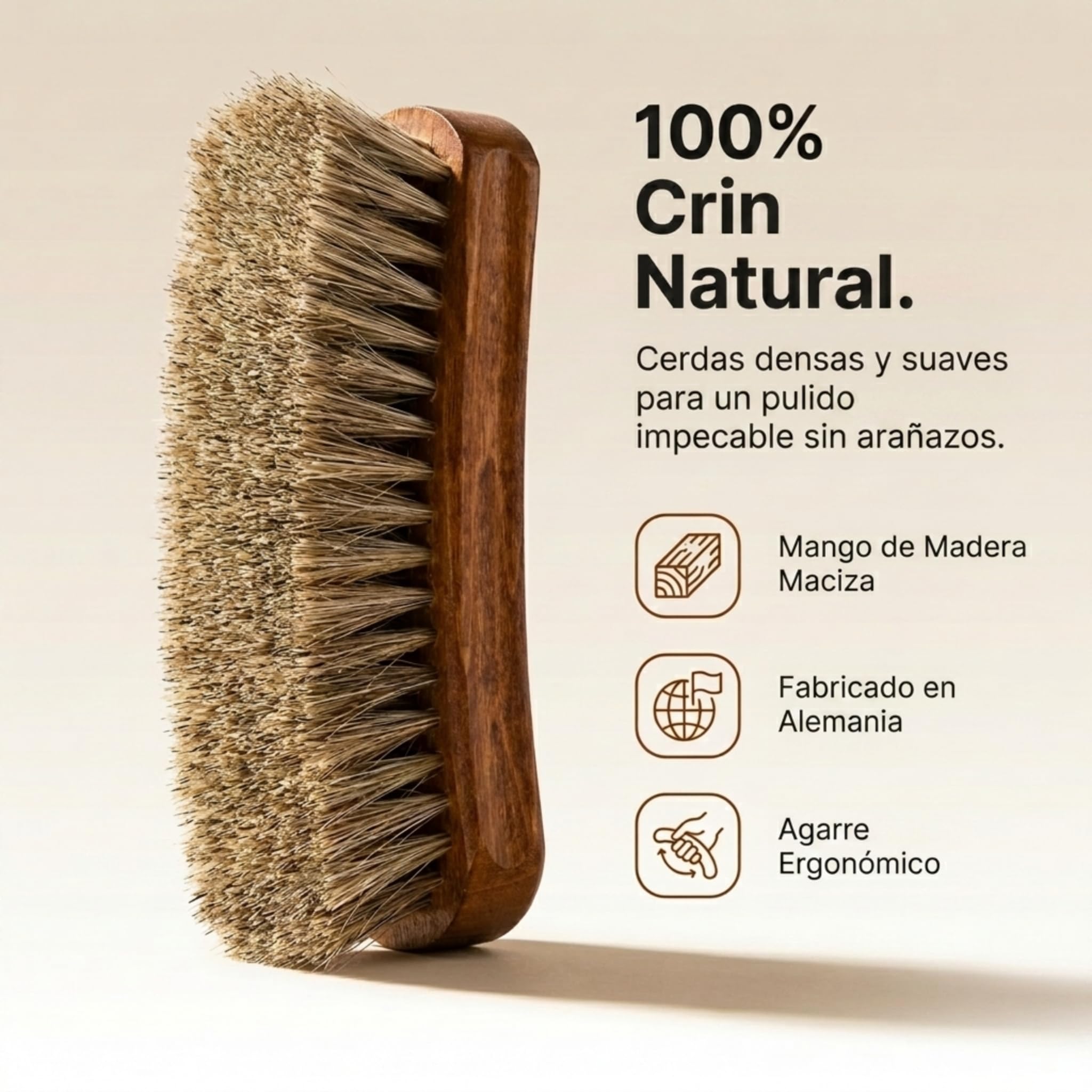 Kaps Cepillo para Zapatos, Cerda de Pelo Natural, Limpiar y Pulir (15cm)