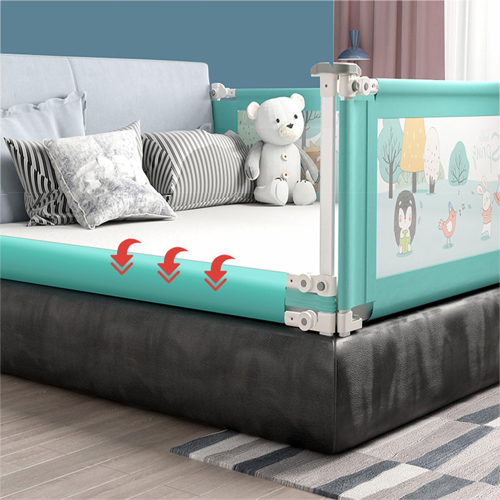 Barandillas de Cama para niños pequeños, Extra Altas con 24 Niveles de Ajuste de Altura, Modelo Mejorado de barandillas de Seguridad para Cama Infantil, Especialmente diseñadas par