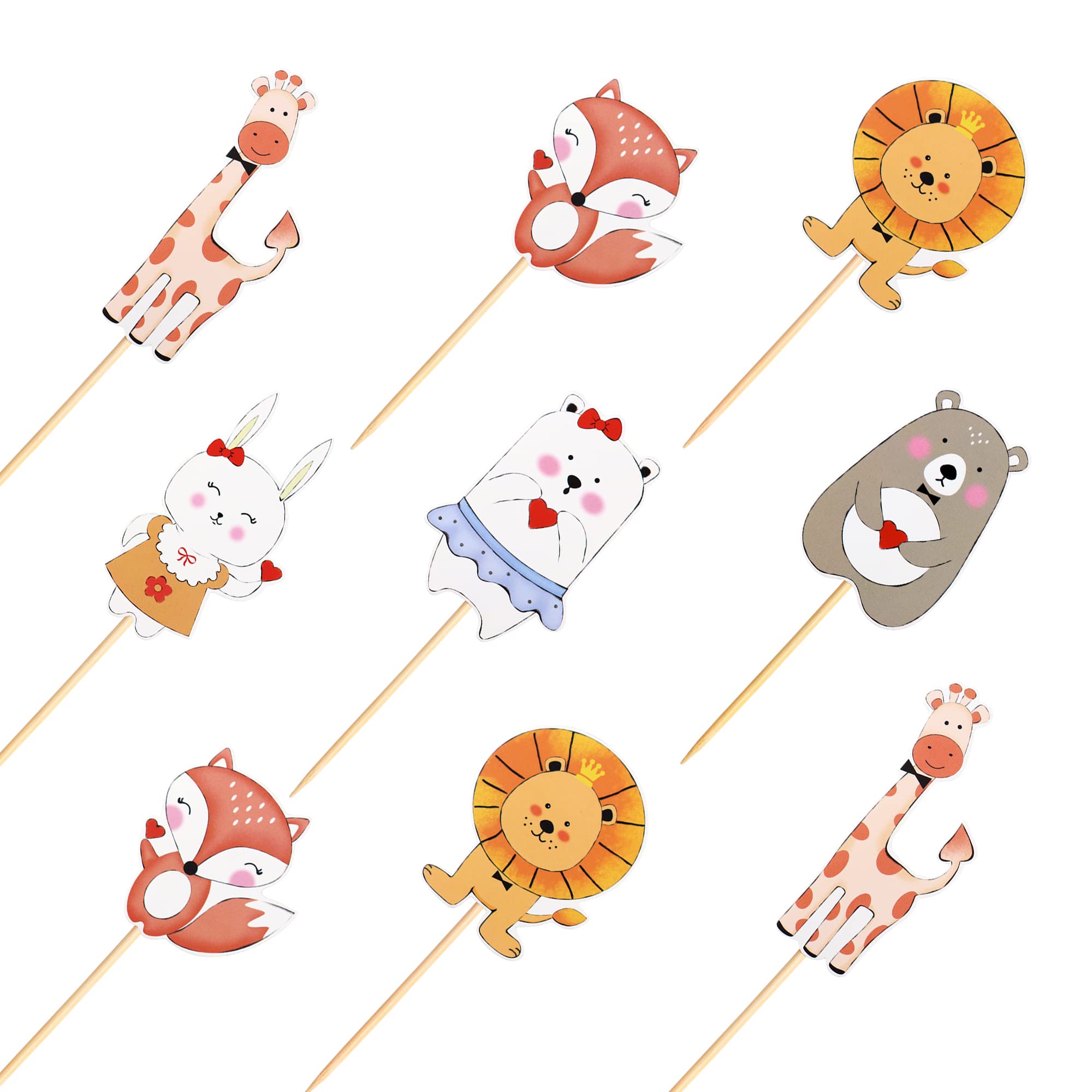 36 Cupcake-Aufsätze Waldtiere Für Dschungel- Oder Safari-Party – Papier, 5,1x4,3 Cm, Nicht Essbar