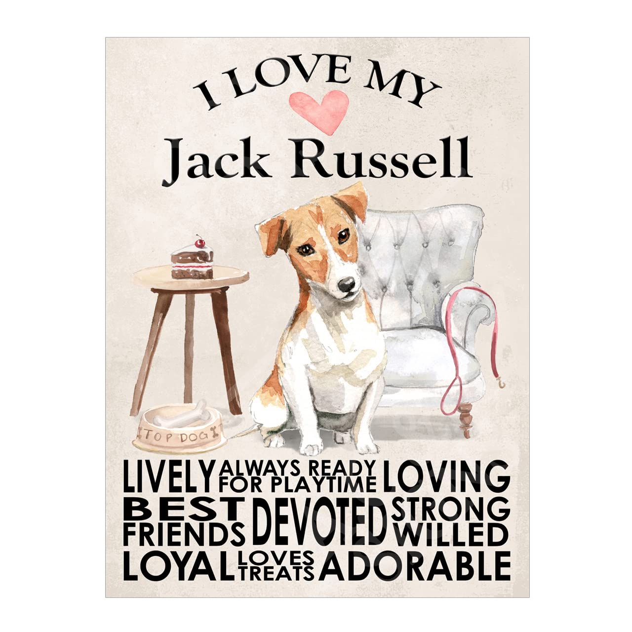 I Love My Jack Russell Dog Metal Sign Plaque For Man Cave Home Bar Shed Garage Gift size 10x8in ref7755