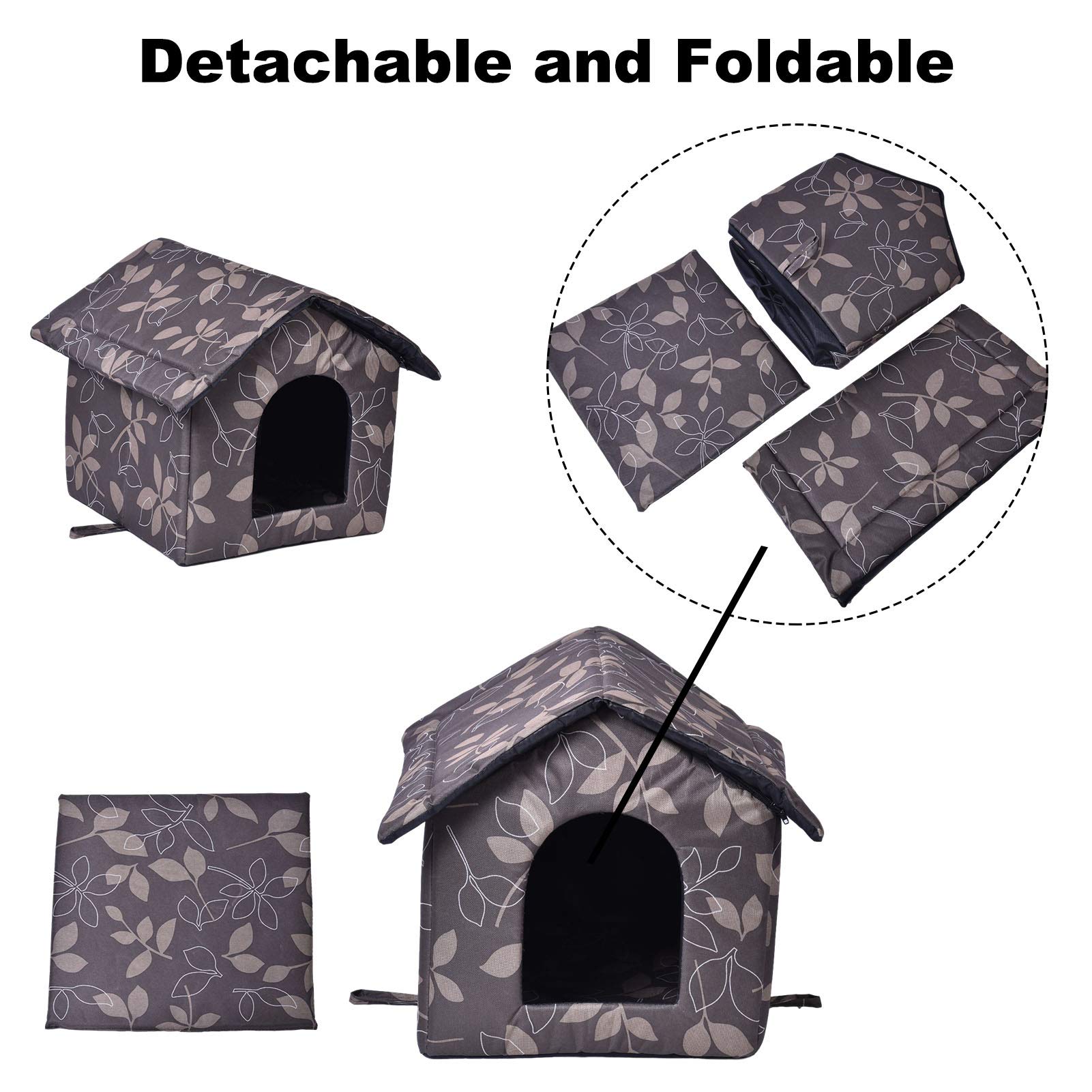 Katzenhaus Für Draußen Winterfest, Faltbare Wasserdicht Wetterfester Katzenhöhle Haustierhaus, Weich Warm Haustierhaus Outdoor Hundehöhle Mit Abnehmbarem Kissen Für Kleine Hund Katze (L)