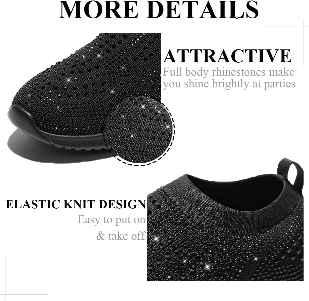 Women's Sparkly Rhinestone Shoes, Breathable & Lightweight Mesh Glitter Sneaker for Casual, Walking, Working, Shopping and More - Image 6